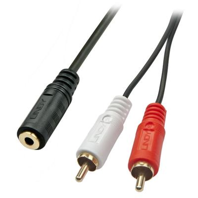 0.25m AV Adapter Cable - 3.5mm Female to 2 x RCA Male - Black